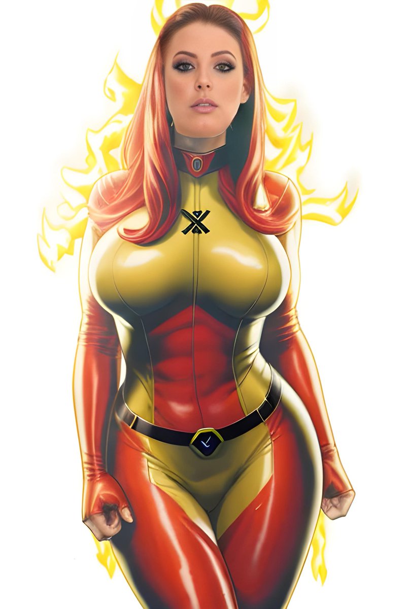 ManyFacesAW's tweet photo. Angela White is Jean Grey/The Phoenix of the X-Men. Now that's a hot superhero. 
#angelawhite #phoenix #xmen #mcu
#wolverine #cyclops #cosplay #ai
#fantasy #jeangrey #cartoon #marvel https://t.co/YVZDQlUvnX