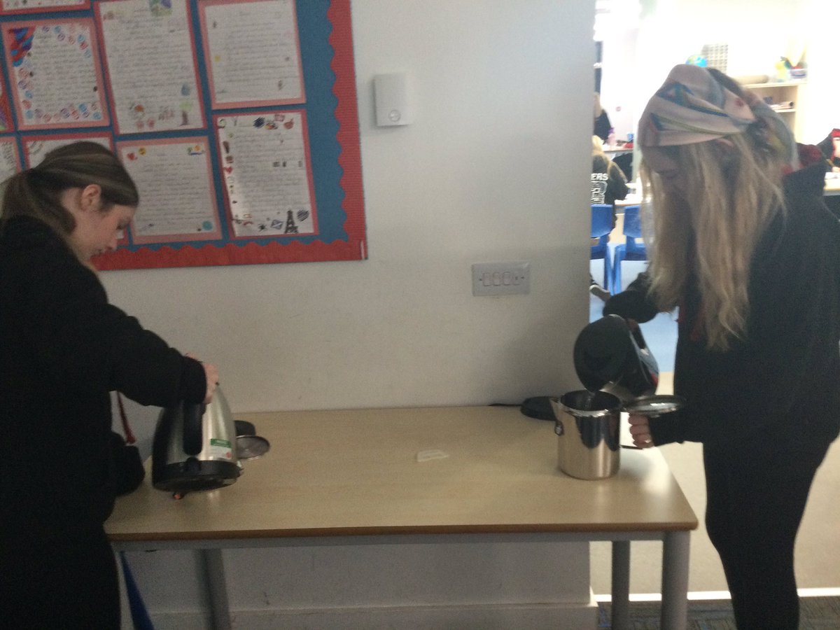 SchoolHillside1's tweet photo. More tea making in #P7LHillside, ready for @Talk4Writing #WritingInstructions tomorrow. Perfect with a biscuit! Thank you @Cabercoffee for the teabags left from our #CommunityCafes to do this. https://t.co/F8yQmZEgd6