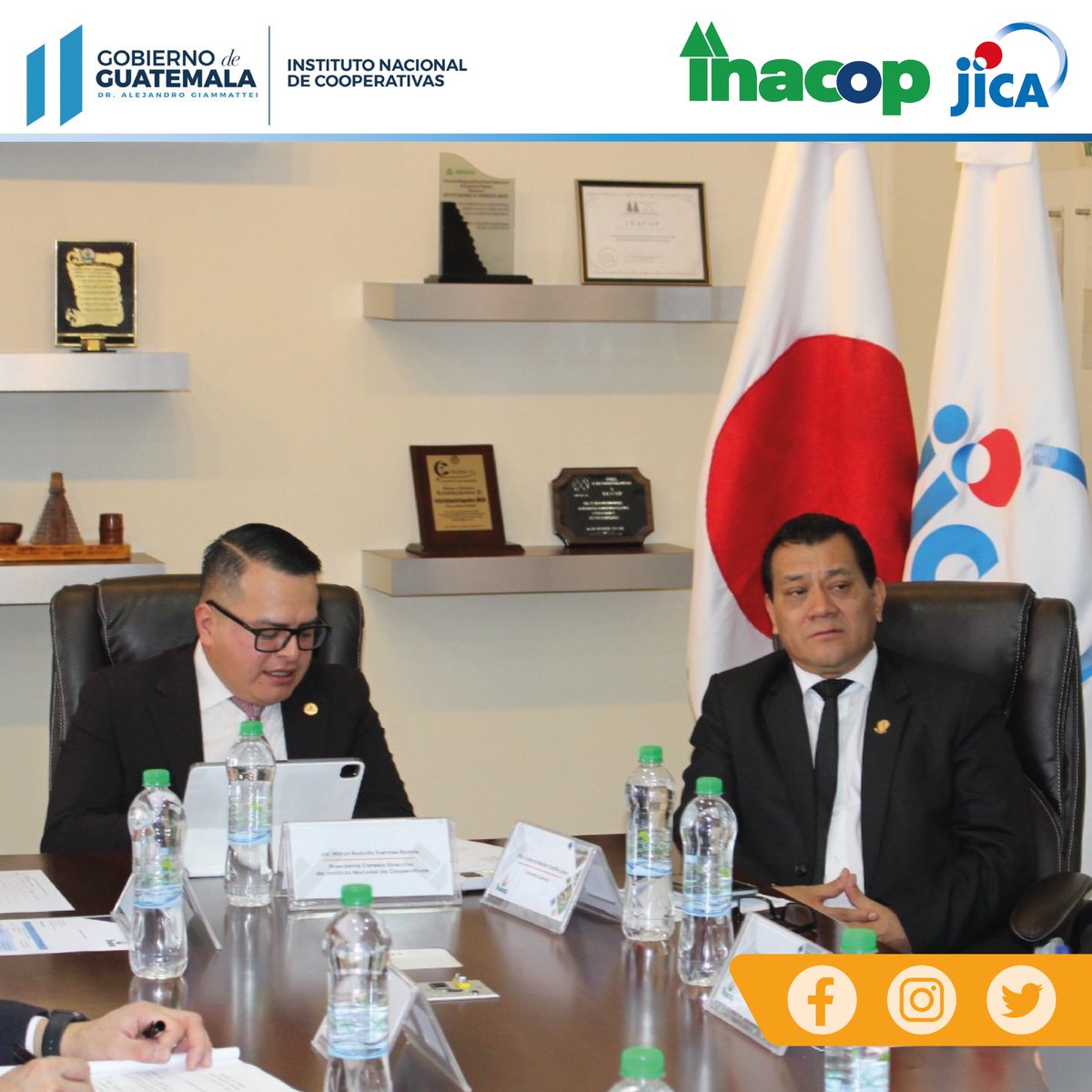 inacop_gt's tweet photo. Autoridades del INACOP. se reúnen con Representantes de JICA abordando temas del trabajo interinstitucional del Proyecto GuateCrece, buscando impulsar una cultura de ahorro y emprendimiento.

#JICA #GUATECRECE #Cooperativa #INACOP https://t.co/xzph79vhmW