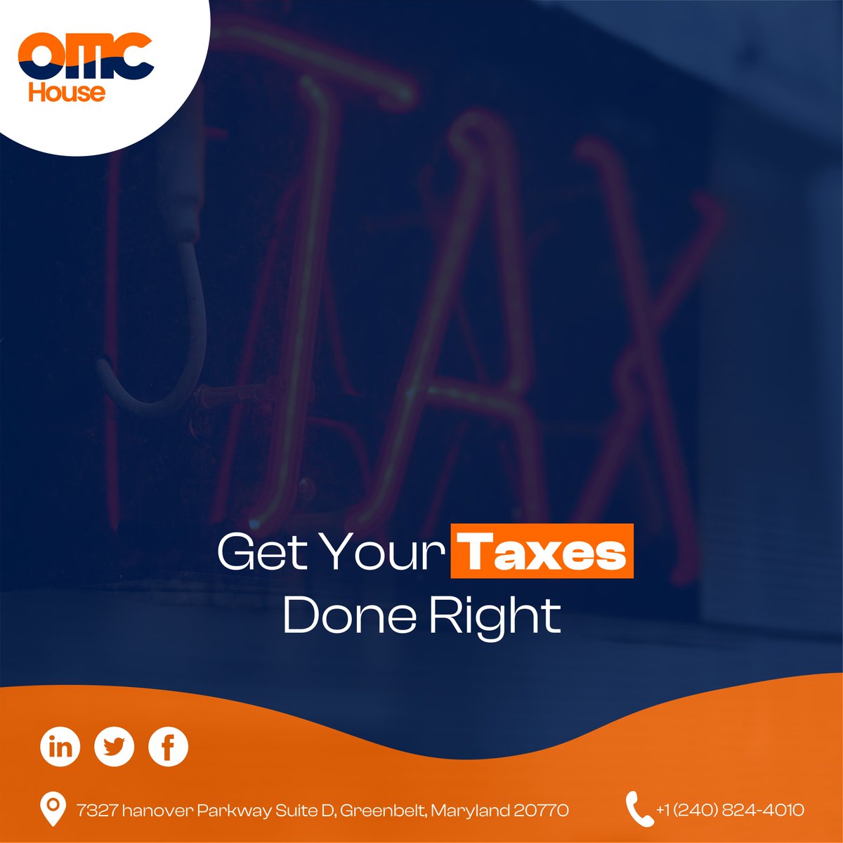 OMChouseUSA's tweet photo. Say goodbye to stress and get your taxes done right this with OMC.

#OMC #taxes #taxation #money #IRS #accounting #finance #bookkeeping #CPA #taxpreparer #taxprofes #taxplanning #taxreturn #taxrisk #assessment #operations #USA https://t.co/M51qMU3mds