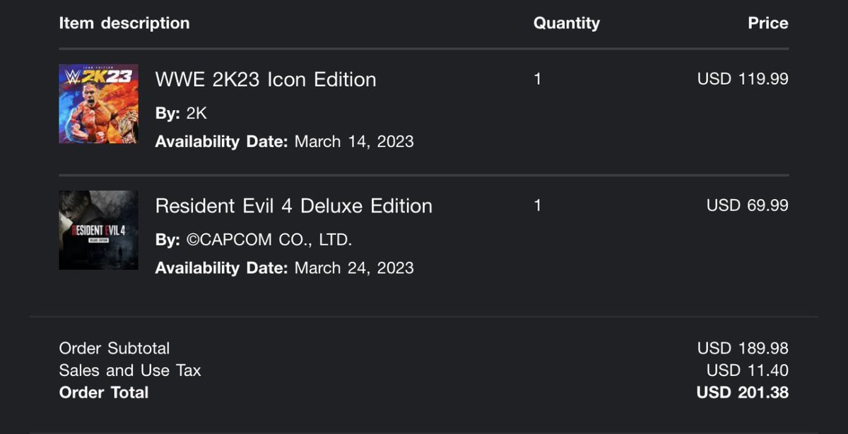 ssj4dad93's tweet photo. Just preordered @WWEgames #wwe2k23 #iconedition and @RE_Games #ResidentEvil4Remake #deluxe edition!!! https://t.co/R2j3A2o6eR
