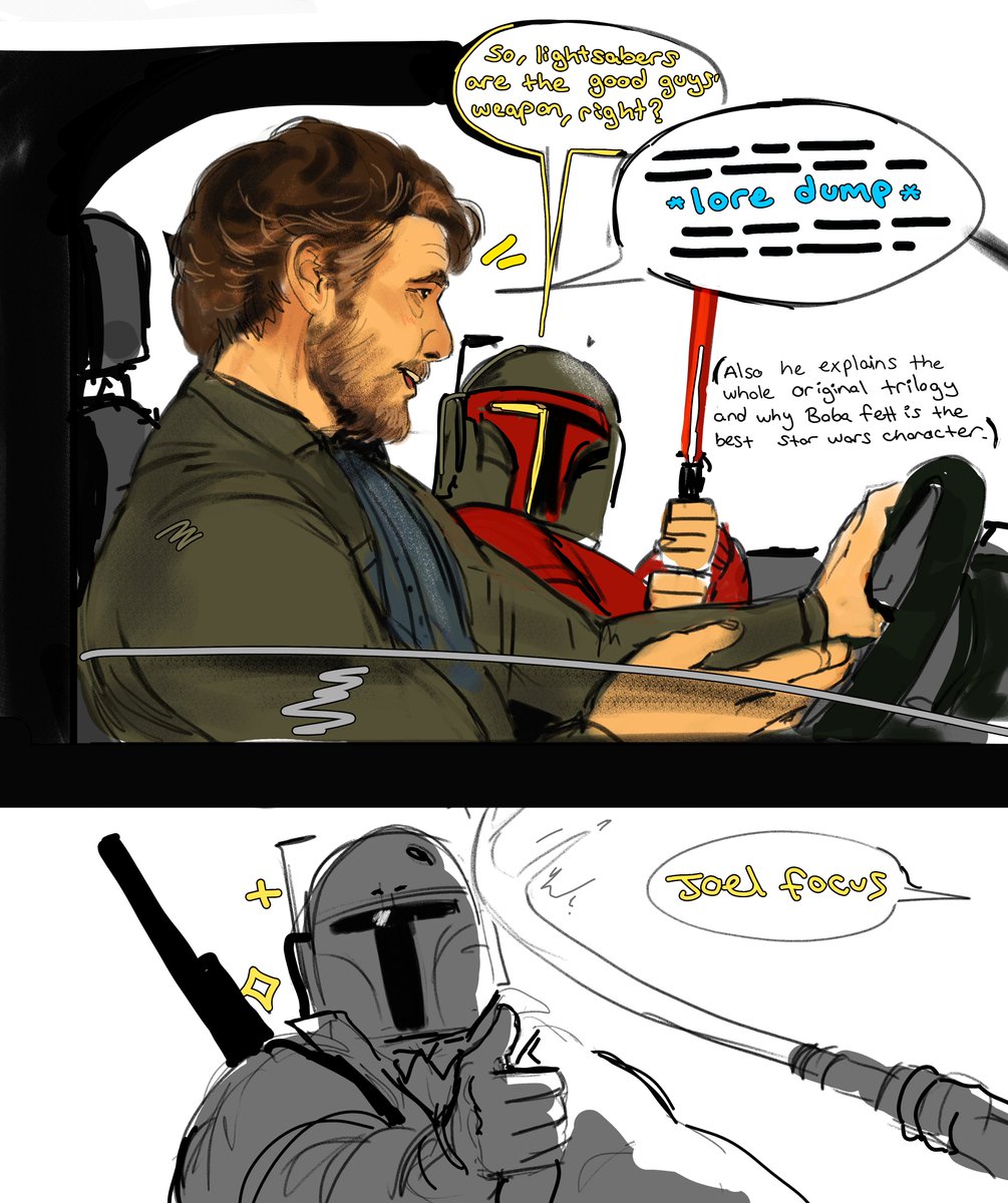 Theoretically, Joel can be a Star Wars fanboy- He just likes The Mandalorians a lot, yup. #TheLastOfUs 