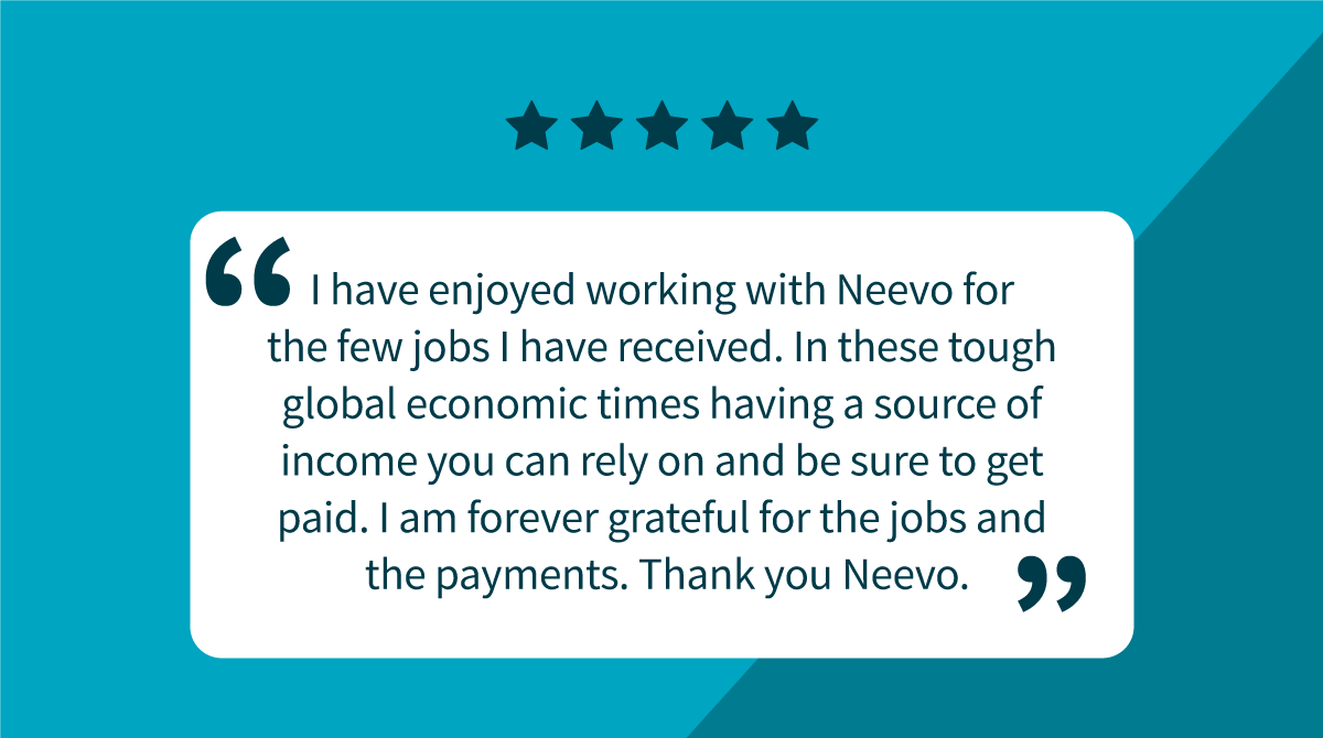 We're thrilled to hear this kind of feedback from our valued crowd members! At Neevo, we strive to provide not only meaningful work opportunities but also fair compensation. Thank you for choosing to work with us and for spreading the word. #NeevoCrowd #CrowdsourcedAI