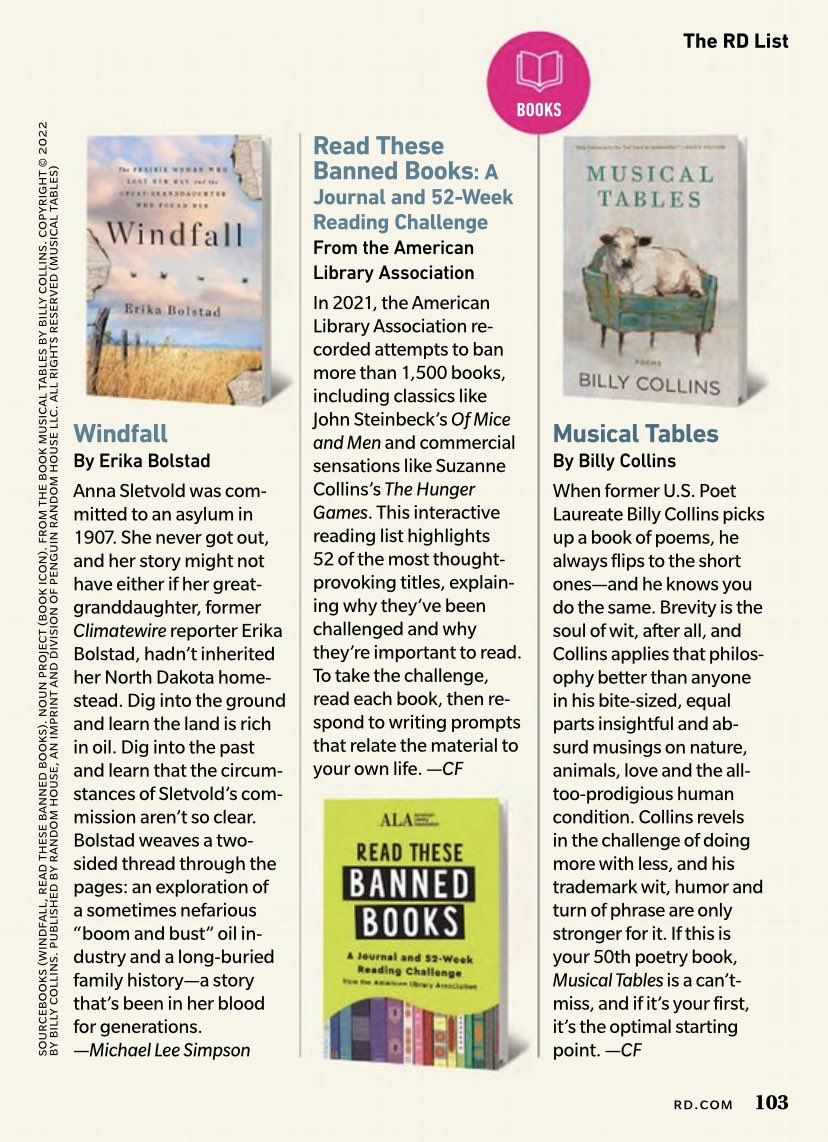 Erika Bolstad (@erikabolstad) on Twitter photo Check it out! Windfall gets a nod in the February edition of <a href="/readersdigest/">Reader's Digest</a>
Out now from <a href="/Sourcebooks/">Sourcebooks</a>. Check it out! Windfall gets a nod in the February edition of <a href="/readersdigest/">Reader's Digest</a>
Out now from <a href="/Sourcebooks/">Sourcebooks</a>.