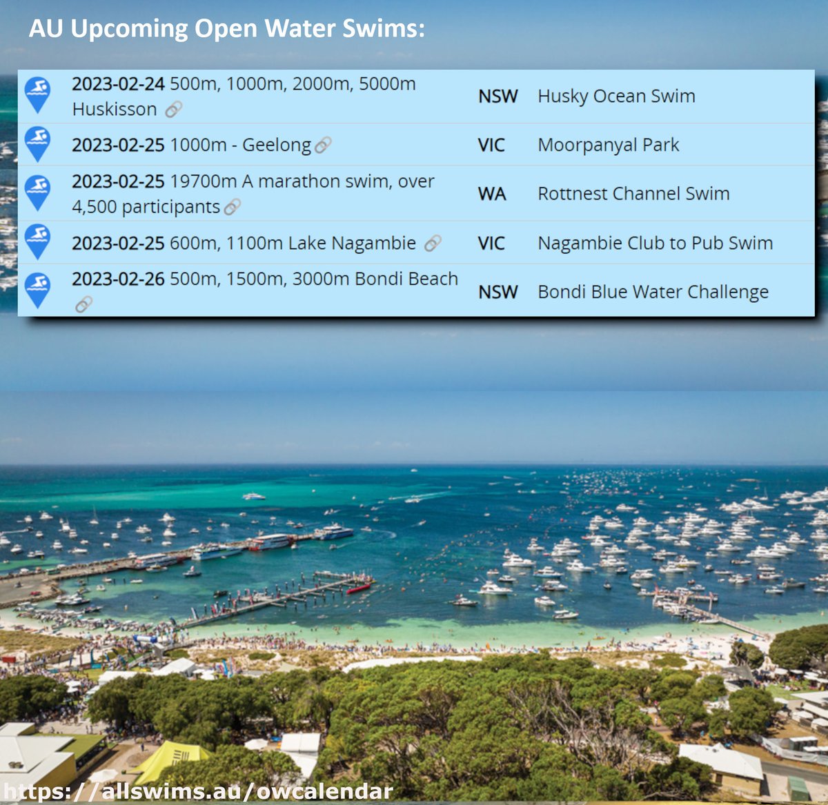 skip0z's tweet photo. AU upcoming Open Water Swims 2023-02-24;
😍🏊🏊🏊 
.
#allswimsau #openwateraustralia  #swimaustralia #lifesavingaustralia #surflifesavingaustralia #masterswimmingaustralia #besaferbeseen #openwaterswims #swimmingaustralia #swimvictoria #swimnsw #swimwa #swimmingwa #swimmingtas https://t.co/cdao2t9QOE