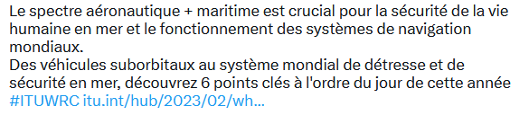 Aeronautical + maritime spectrum are crucial for safety of life at sea and the operation of global navigation systems. 
From sub-orbital vehicles to the Global Maritime Distress & Safety System, discover 6 key agenda items for this year's #ITUWRC itu.int/hub/2023/02/wh