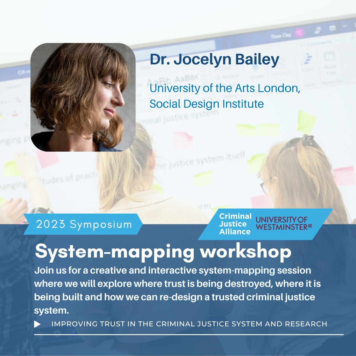 cjalliance's tweet photo. CJA Symposium
Pens, paper and post-its at the ready!
Take part in a creative workshop mapping where trust is destroyed and built in the current system and the opportunities for re-designing a more trusted CJS.
ποΈ: https://t.co/CHpXxfo6Ac #TrustedCJS π‘οΈ https://t.co/JXEpK7xRhm