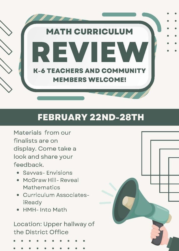 Parents unable to attend the open house for new elementary math curriculum can view the top vendors until Feb. 28. Materials will be on display in the upper hallway at  2077 W. Royal Hunte Dr., during office hours. Scan the QR code to give feedback