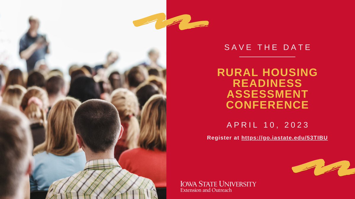 ISUExtensionCED's tweet photo. Register for the 2023 Rural Housing Readiness Assessment Conference at https://t.co/aKz8nEaEbg
RHRA helps communities improve housing quality, accessibility, and affordability. Participate in keynotes, workshops, and networking opportunities.
#StrongIowa
#RHRA
#RuralHousing https://t.co/URsKuPBczk