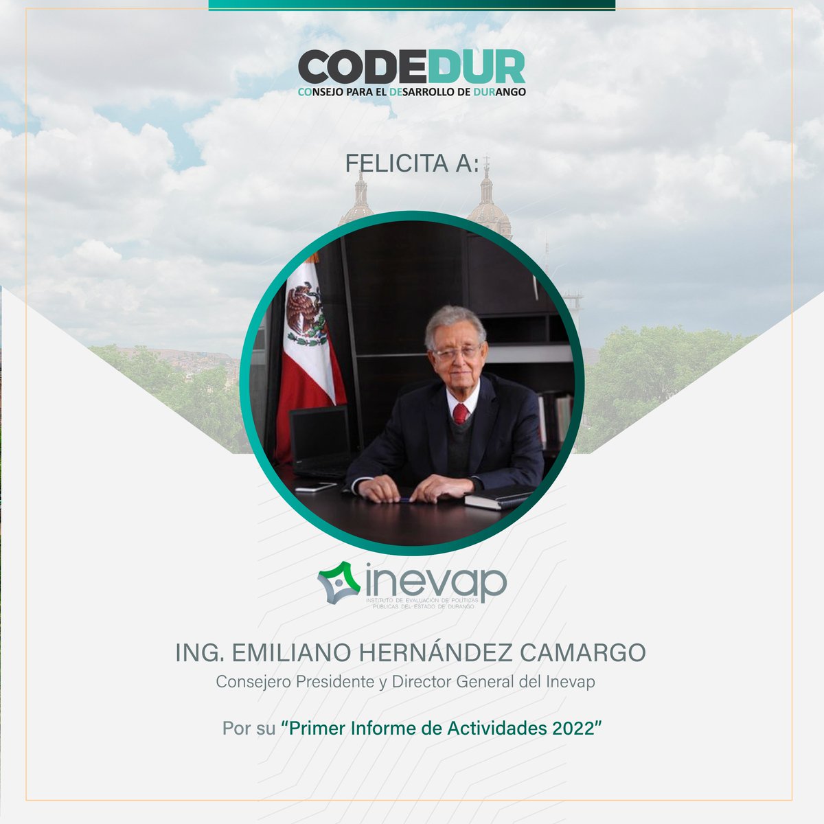 Todos los integrantes del CODEDUR, felicitamos al Ing. <a href="/emiliano_hc/">Emiliano Hernández</a> por su primer informe de actividades 2022