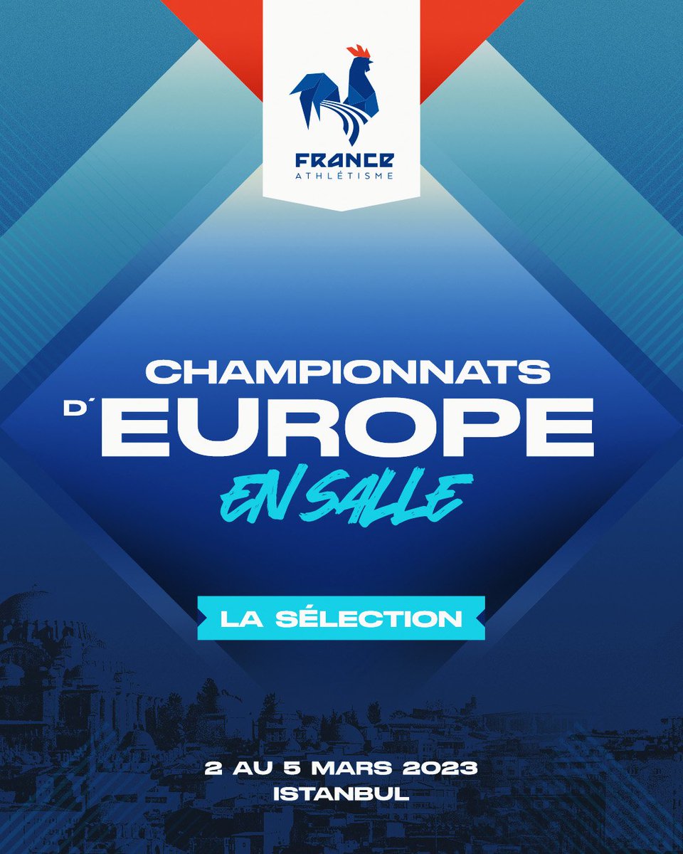 🇫🇷 Retrouvez la composition de l’équipe de France qui disputera les 𝗖𝗵𝗮𝗺𝗽𝗶𝗼𝗻𝗻𝗮𝘁𝘀 𝗱'𝗘𝘂𝗿𝗼𝗽𝗲 𝗲𝗻 𝘀𝗮𝗹𝗹𝗲, du 2 au 5 mars à #Istanbul2023 (Turquie).

👉 instagram.com/p/CpBApZVrBCr/

💻 Une compétition que vous pourrez suivre sur <a href="/allathleticstv/">All Athletics</a> et <a href="/francetvsport/">francetvsport</a>.