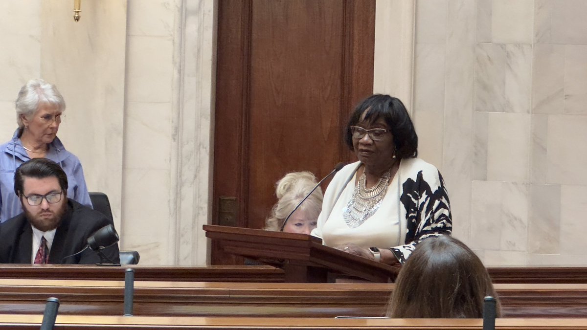 Senator Linda Chesterfield (D-Little Rock), a former educator, speaks against #SB294, the LEARNS Act, during debate this afternoon. #arpx