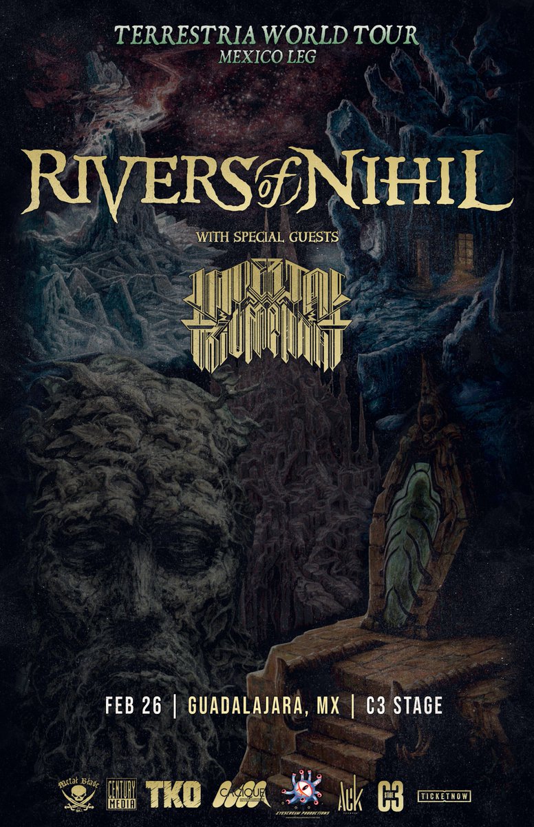 RocksuiteMx's tweet photo. Toda la maestría del technical death metal llega el 26 de febrero a @C3Mexico con @riversofnihil quienes llegan con el Terrestria World Tour, junto a #Imperialtriumphant
🎟 Adquiere tus boletos en línea https://t.co/ahZLY0rZxg y en taquilla de C3.
Presentado por #AckPromote https://t.co/x47B4LKak3