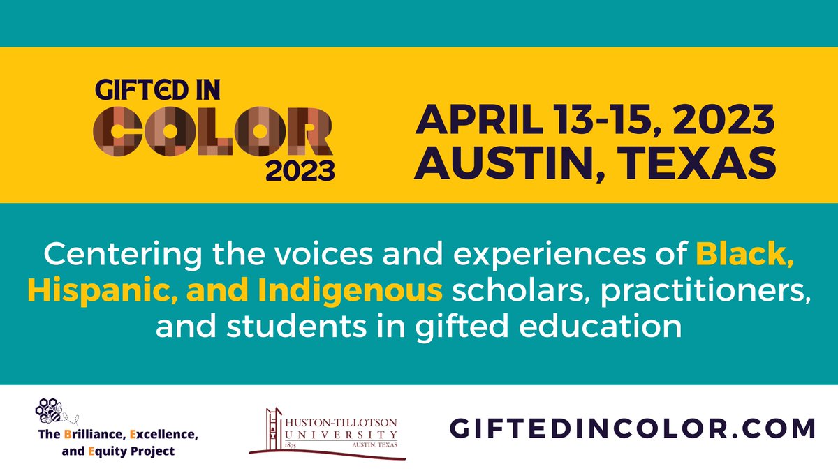 HBC430Creative's tweet photo. @HispanicEducat2 have you heard about the Gifted in Color conference this April in ATX? Hosted by @beeprojectus &amp; @HustonTillotson https://t.co/VVgyLo4aIU #GTchat #edchat #equity https://t.co/Udnr6LEKKo