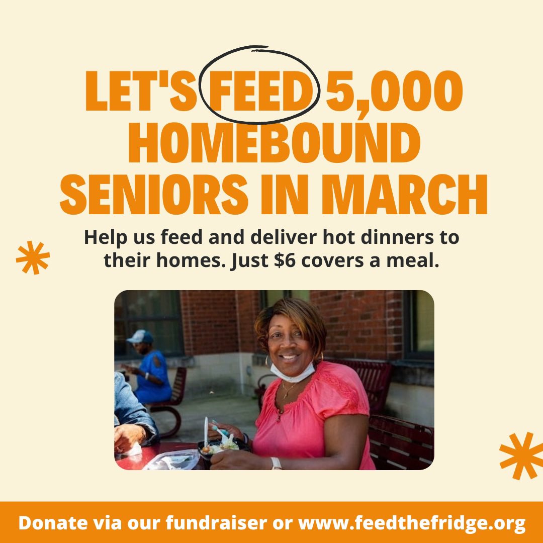 Help us feed 5,000 homebound seniors by March! We plan to feed 5,000 homeward bound seniors hot dinners delivered to their homes in March.

Just $6 buys a nutritious and filling dinner for them.

Donate below ⬇️

instagram.com/linking/fundra…