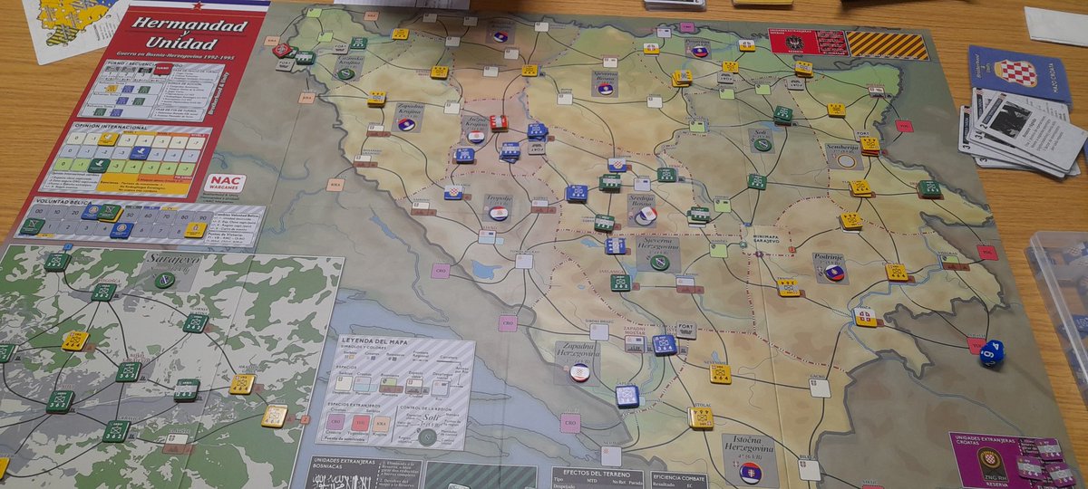 TaiKuken's tweet photo. Tarde entretenida jugando al #BrotherhoodUnity en @enclavedejuego, editado por @NACWargames, jugando junto a @Petruhammer (Bosniaco), @vanlast2 (Serbio) y servidor como Croata.

#wargame #boardgames https://t.co/S9TIRmaHnb