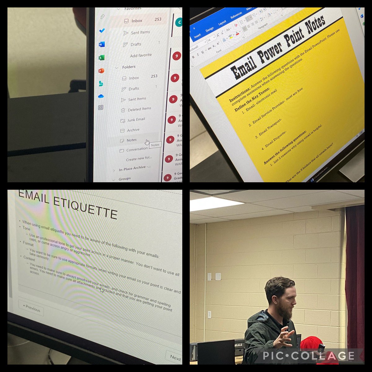 Mr. Snyder is doing an awesome job teaching email etiquette and <a href="/MicrosoftEDU/">Microsoft Education</a> outlook with students in computer app. #JCSDLD2023 <a href="/jcityTNschools/">JohnsonCitySchools</a> <a href="/OfficialDLDay/">Digital Learning Day</a>