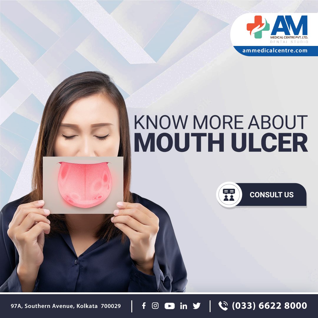 Mouth ulcers are painful sores that can occur in the oral cavity, caused by injury, infection, or underlying health conditions.

Book Appointment 
📍 97A, Southern Avenue, Kolkata 29
📱 033 6622 8000
🌐 dentalstudio.ammedicalcentre.com

#MouthUlcers #AMDentalStudio #OralHealth