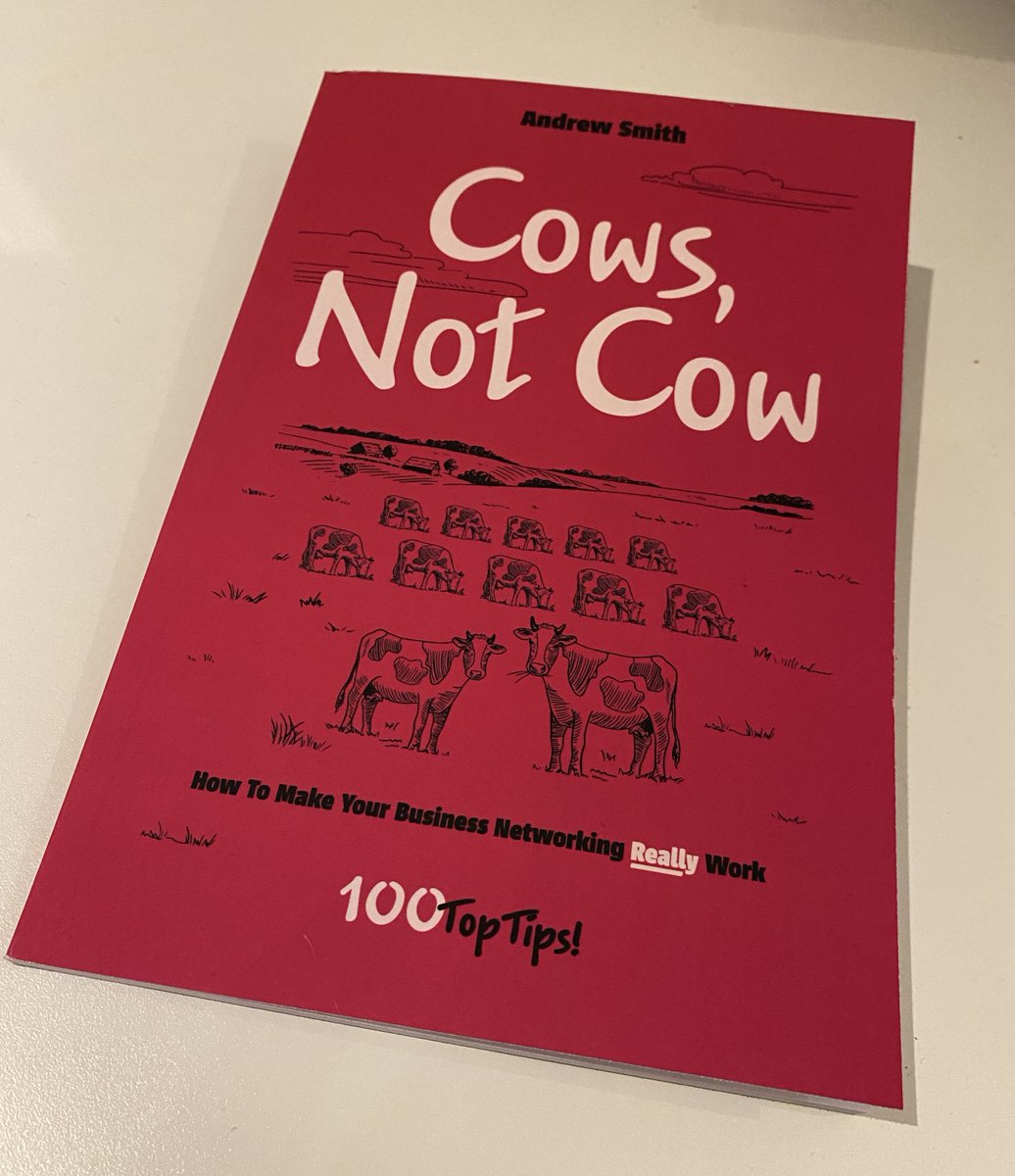 MikeWatsonMWA's tweet photo. Delighted to receive a copy of my good friend Andrew Smith's book - "Cows, not Cow".

Scared or anxious about in person networking? This is the book for you.

If you are really good I will tell you what the title means.

Get it here - https://t.co/fRJCJERbG8 https://t.co/8207tMR2P2