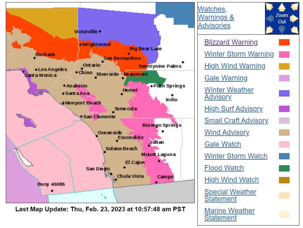 NWS San Diego on Twitter "A Blizzard Warning, the first issued by this