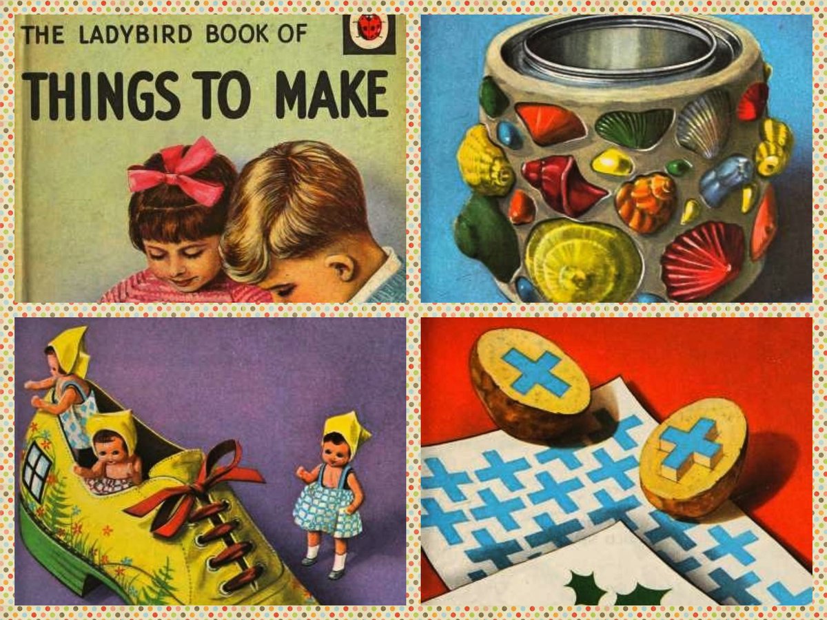 OldSchoolBooks1's tweet photo. " Mum , can I collect some sea shells, have you got an old potato? Have we got any old shoes?" I did intend to make many things from this #LadybirdBook and sometimes I go back and look at it and get the urge to make things again! #ThingsToMake https://t.co/QfVrLAdOV9