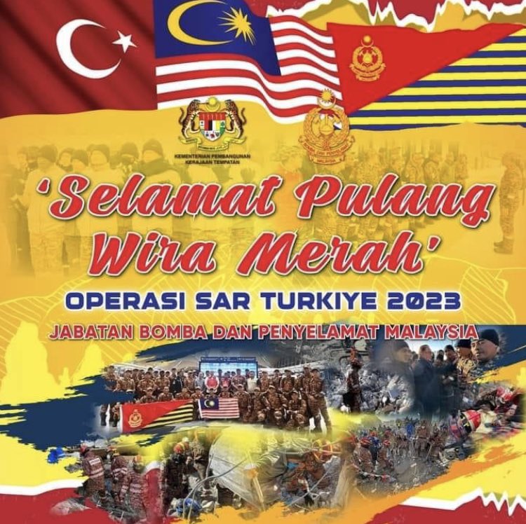 JBPM_Kelantan's tweet photo. Selamat Pulang ' Wira Merah Malaysia '. Tahniah dan Syabas di atas jasa dan bakti yang telah diberikan.

#OpsSARTurkiye2023 #jbpmnegerikelantan 
#WiraMerah #bombamalaysia 
#MalaysiaMADANI #StrongerTogether #DemiPertiwi https://t.co/3agIC6WLcC