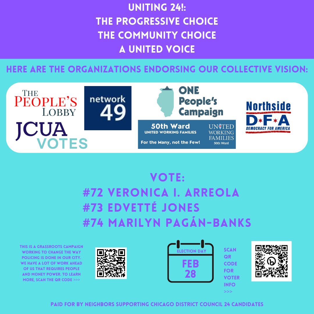 Uniting 24! is united in our mission to unite Police District 24 and become a community that strengthens and protects our own and we are not alone. There are just a few days left before the Feb 28 election! Take another look at the organizations that are already on board!