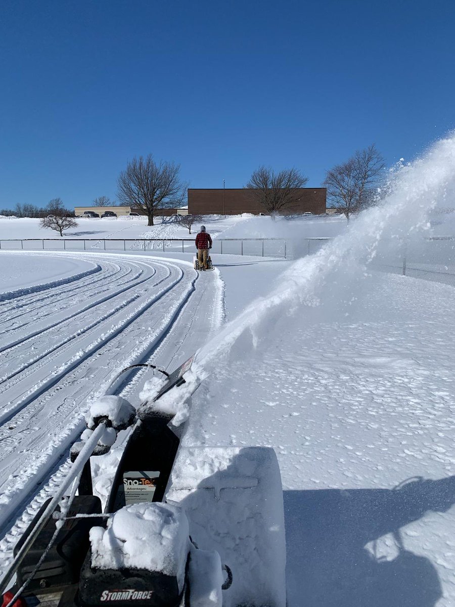 ChanseHall's tweet photo. Mount Ayr Track & Field coach Brad Elliott assured me today that snow won't be a problem for the Raiders and Raiderettes as he and coach Larsen are working diligently to clear the track! Sorry kids ๐คฃ
#iowathings #trackandfield #iahstrk https://t.co/FWBW5Z9ZKA