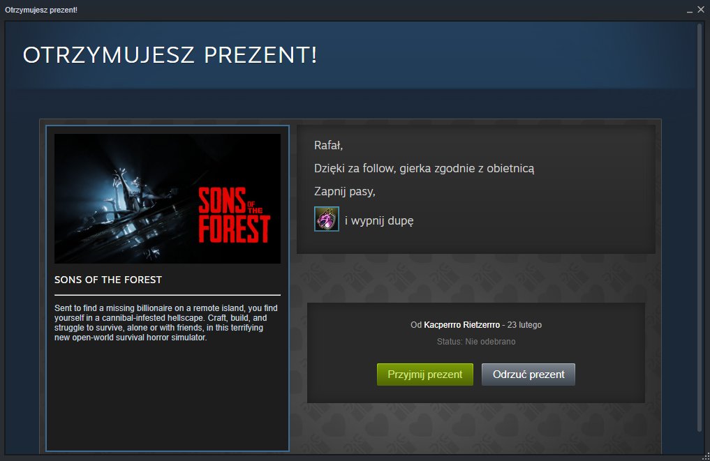 Ale że <a href="/Kacper_Rietz/">Kacper</a> rozdaje kody do Sons of the Forest 🤯