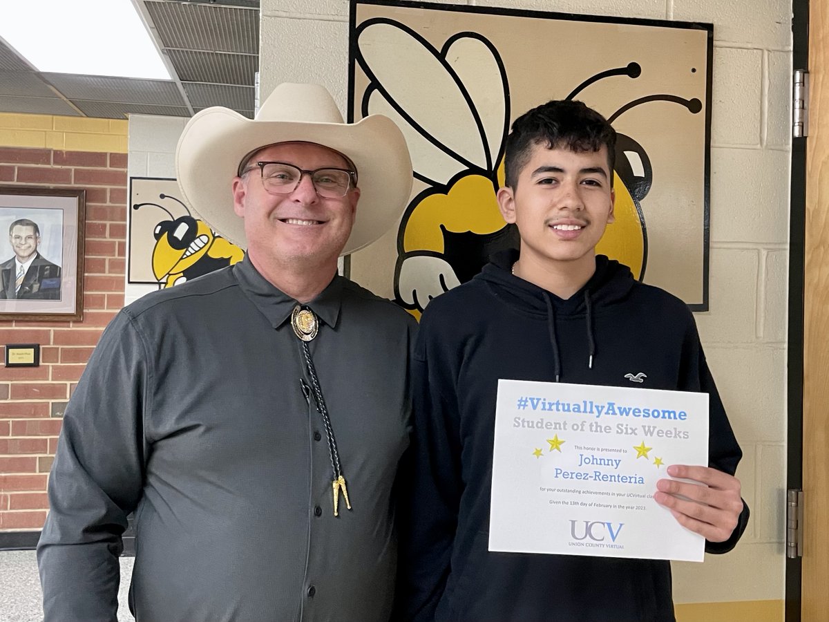 UCVirtualNC's tweet photo. UCVirtual is so excited to announce that Johnny @ForestHillsHSNC is a #VirtuallyAwesome Student of the Six Weeks! He was nominated by his Leadership Exploration teacher, Mrs. Irvin for his outstanding work ethic in class! Way 2 Go! @UCPSNC @AGHoulihan @SusanRodgersS4 @mrsdirvin https://t.co/cvTGU1CIVu