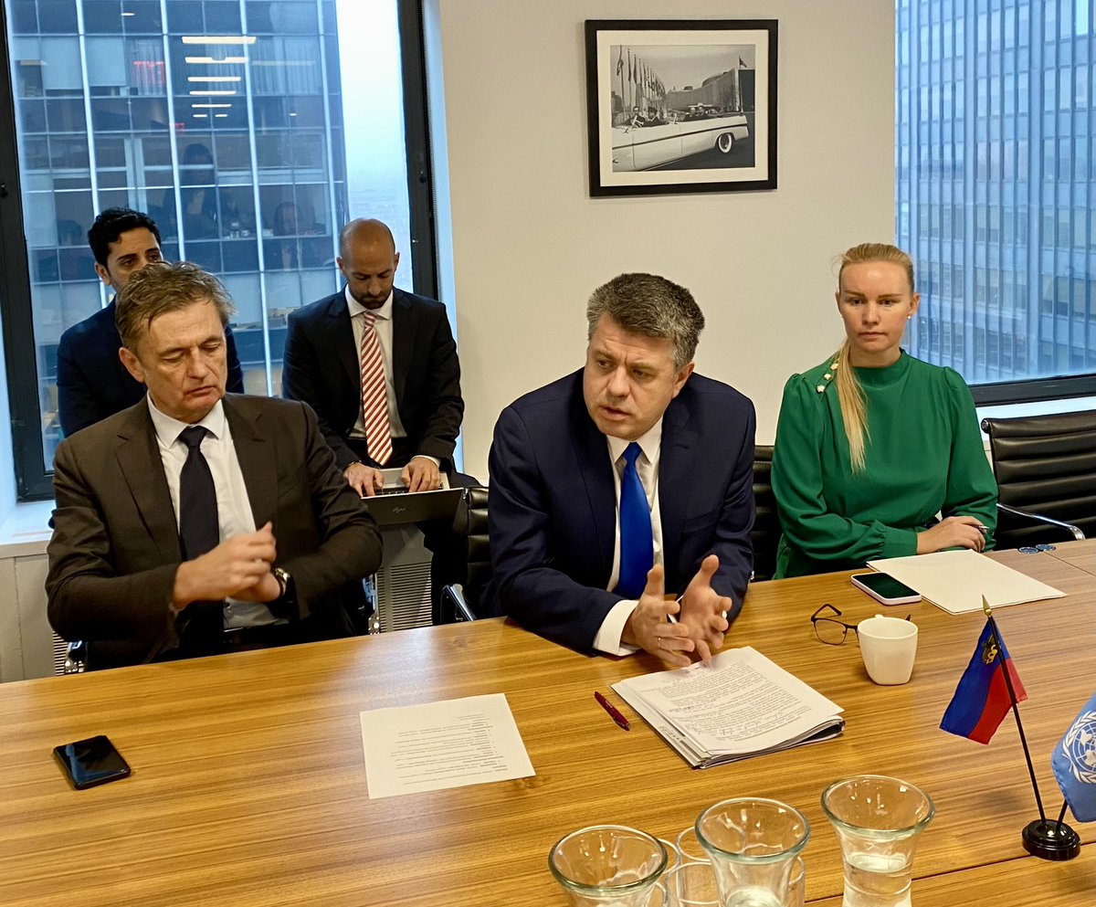 In a discussion with like-minded countries today in #NYC I stressed that Russia’s war of aggression is a direct result of lack of accountability in the past.  

It is our legal, moral & political responsibility to establish an Intl. tribunal for Russia’s #CrimeofAggression now!