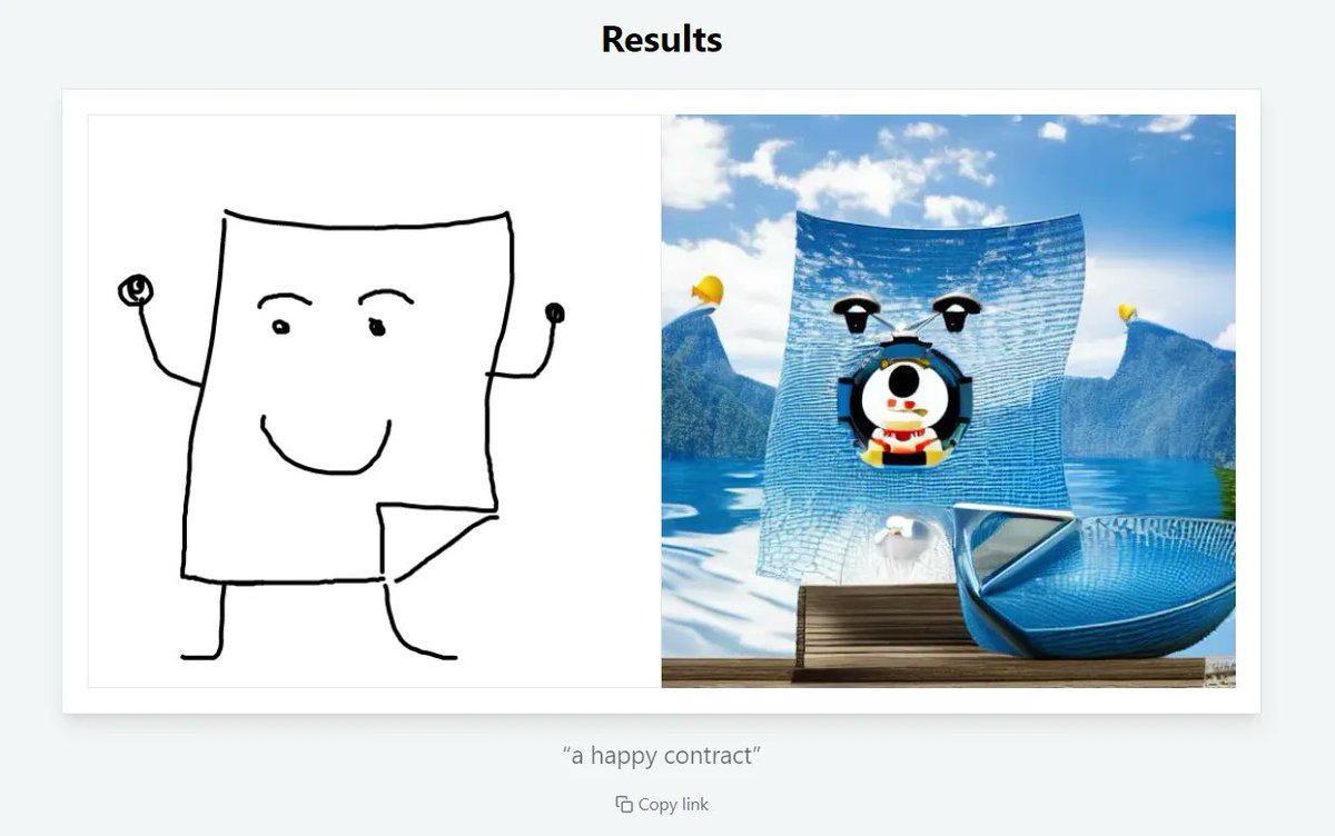 Here's how @ScribbleDiffusion 's AI interpretted my request for a "Happy Contract" image...

buff.ly/3k6dMEj 
#AI #happycontract #createcontractsclientslove #PlayingWithAI