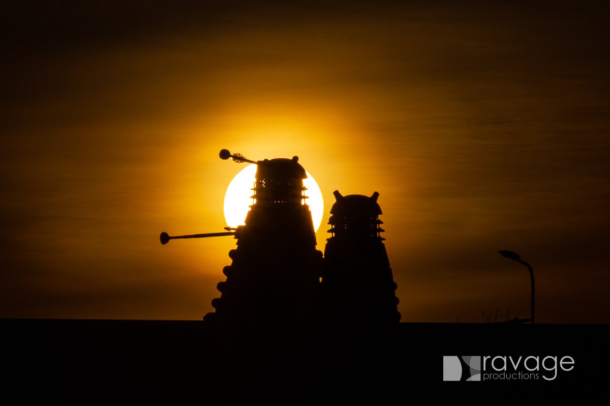 The sun sets tonight behind #York's #Daleks (You did know York had Daleks right?) #DrWho #Sunset #OnlyinYork