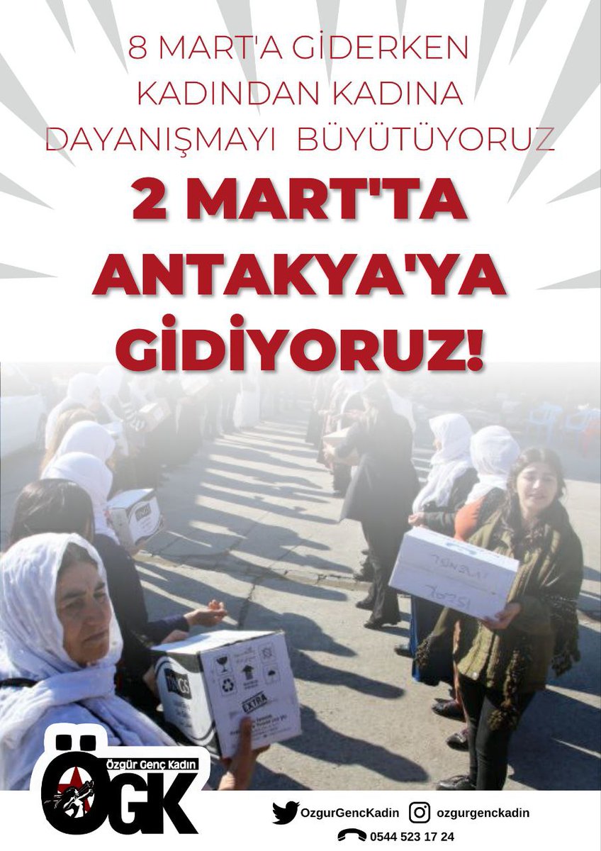 OzgurGencKadin's tweet photo. 8 Mart'ı #deprem bölgelerinde kadınlarla birlikte karşılıyoruz.

2 Mart'ta Antakya'ya gidiyoruz. Kadın dayanışmamızı büyütmek için sen de formu doldur, bizimle gel 👇
https://t.co/kFFYIvtnwd https://t.co/sw8DFOzoTM