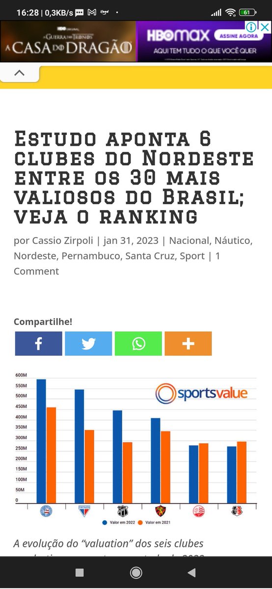 guerracoelho's tweet photo. @andr_aag @jdeandradeneto Fortaleza é maior do que o Sport em tudo . Maior valor de clube , o que mais  arrecada , melhor ticket médio de ingresso , maior número de sócios , maior média de publico , está na serie A e disputa libertadores. https://t.co/vbetGHmwab