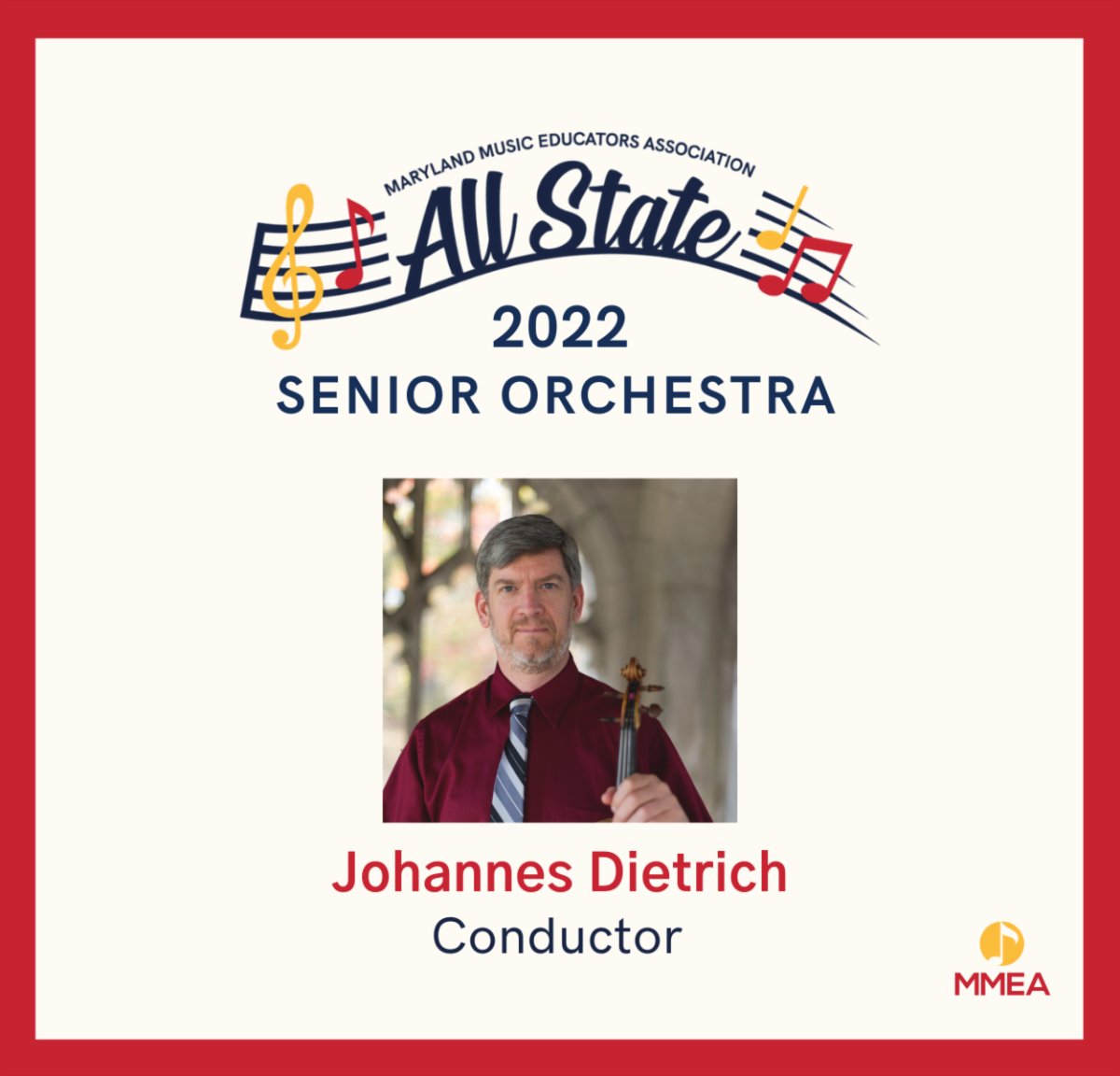 We are honored to bring Dr. Johannes Dietrich to 2023 All State to work with students in the Senior Orchestra!

Click here to read about the conductors: mdmea.org/2023-all-state…