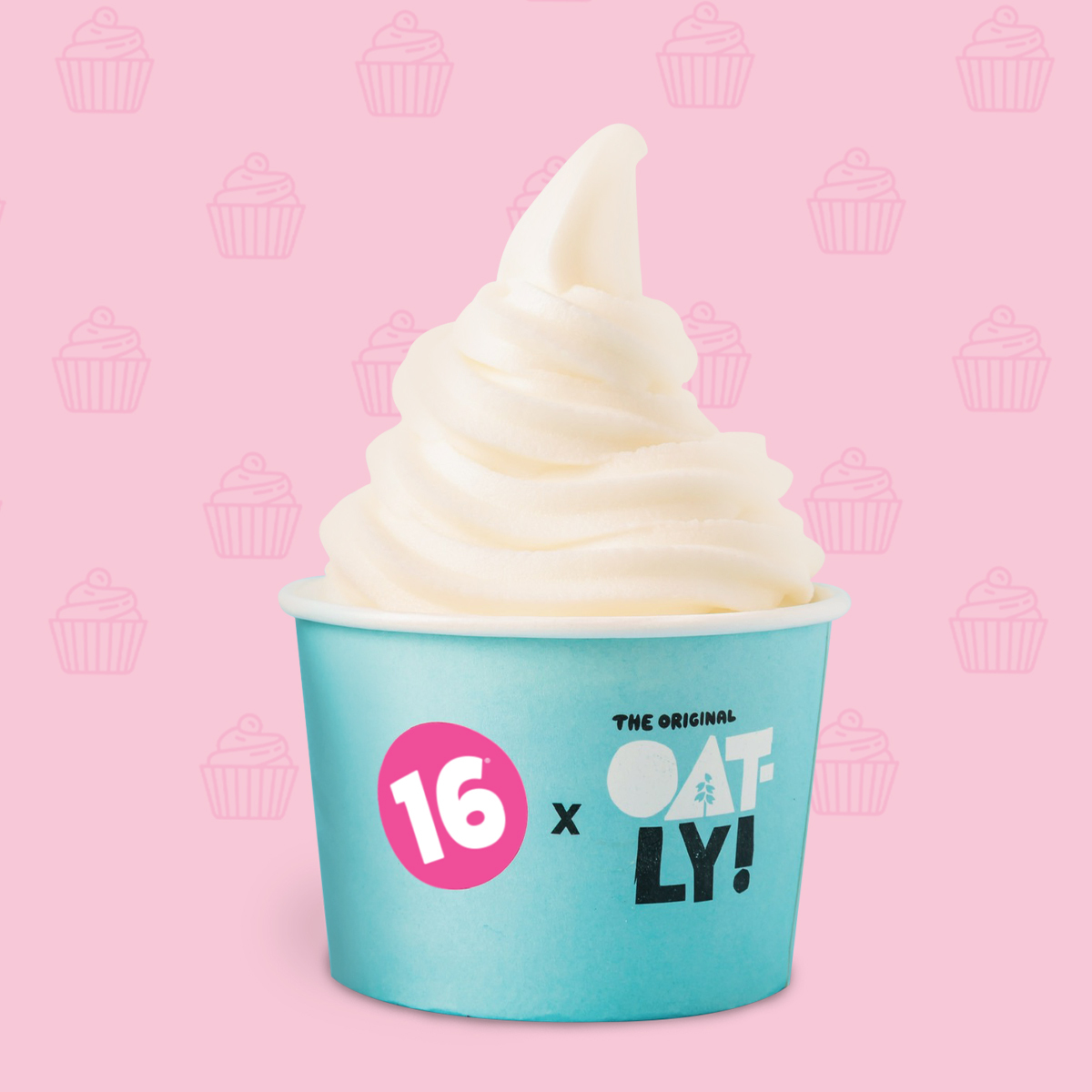 Have your (cup)cake and eat it too! Our dairy-free Oatly Cupcake soft serve sprinkles notes of delicious vanilla cake and rich, creamy frosting. Available exclusively at 16 Handles!