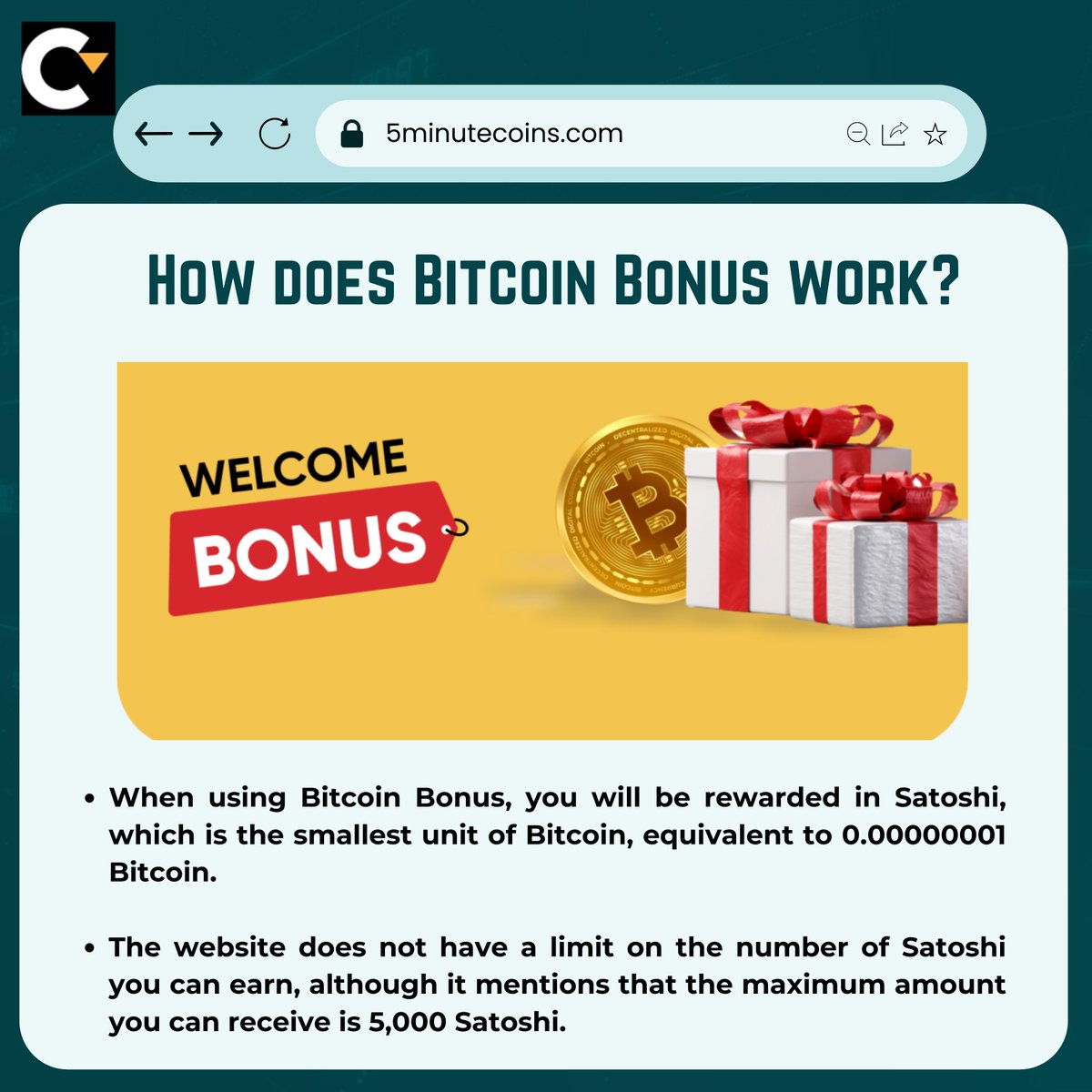 5minuteCoins's tweet photo. To know more about Bitcoin bonus, its pros, and cons, and user reviews, have a look at our recent blog on our website.

Article link - https://t.co/KK7nQOqXXu

#crypto #cryptocurrency #cryptocurrencynews #5minutecoins #nft #btc #babydoge #bitcoinnews  #bitcoins #bitcointrader https://t.co/cee13IcTSP