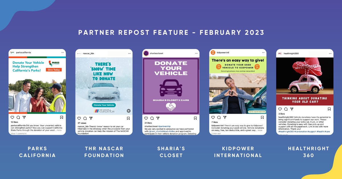 charitableauto's tweet photo. Check out these February #VehicleDonation posts from our partners! Share our available social media graphics today to promote your #VehicleDonationProgram. Visit our content portal to download social media content you can share with your supporters. #CARS4Good #Partners https://t.co/5R5srKckNG