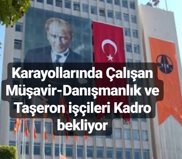 #KgmMüşavireKadroHaktır Karayolları adına bölge müdürlüklerinde,şantiyelerde laboratuvarlarda kısacası her kalemde bizler varız.Taşeronun karayollarındaki karşılığı müşavir firmadır.Kapsam dışı kalmak istemiyoruz.<a href="/vedatbilgn/">Vedat Bilgin</a> <a href="/Yolissendikasi/">YOL-İŞ Sendikası</a> <a href="/turkiskonf/">TÜRK-İŞ</a> <a href="/drsoysal/">ERTUĞRUL SOYSAL</a>
 <a href="/farukozcelikgsb/">Faruk Özçelik</a>