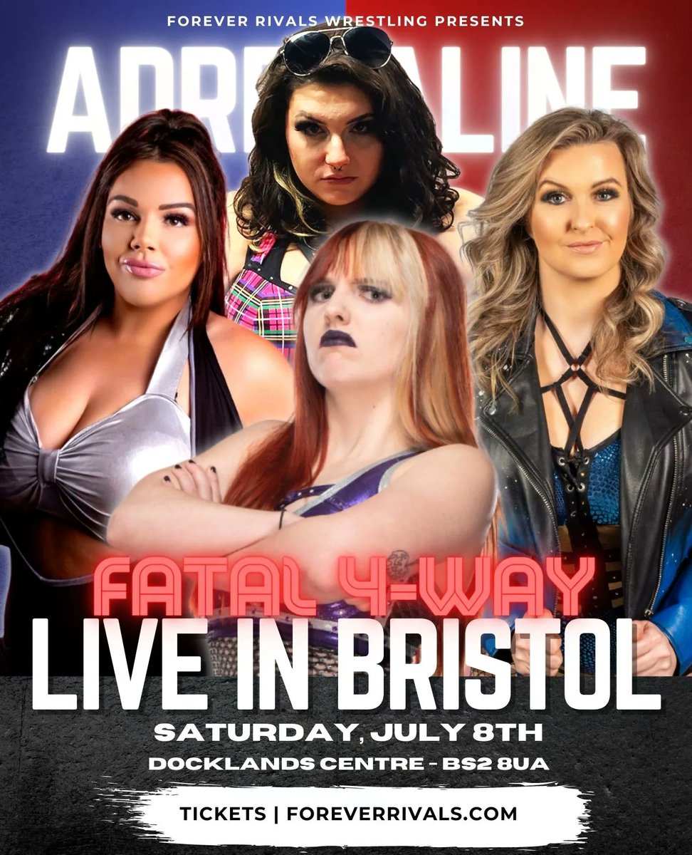 rivals_pro's tweet photo. Bristol you are in for a treat. International fatal 4 way - women's showdown will be your semi-main event of the evening.
.
July 8 - Bristol is the only place to see this epic match up!
.
Who is your pick to win?
.
Leia Elise
@itsdevlyn
@nadia_sapphire
Vanessa.
. https://t.co/fXYBIRr1BO