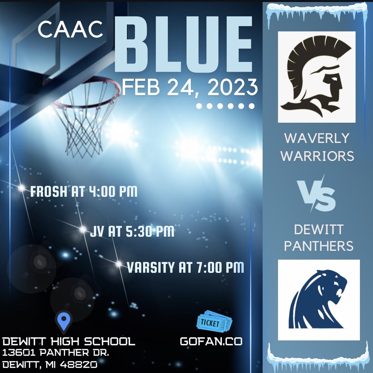 This is guaranteed to be a good one, so get there early. 
Varsity looks to take sole possession of the #1 CAAC Blue on Dewitt’s Senior Night 
YOU DONT WANT TO MISS THIS 🥶 @AudreyDahlgren @ian_kress @LSJsports @kellanbuddy @brian_calloway @jgilbertsport @scoopIPS @WILXSports