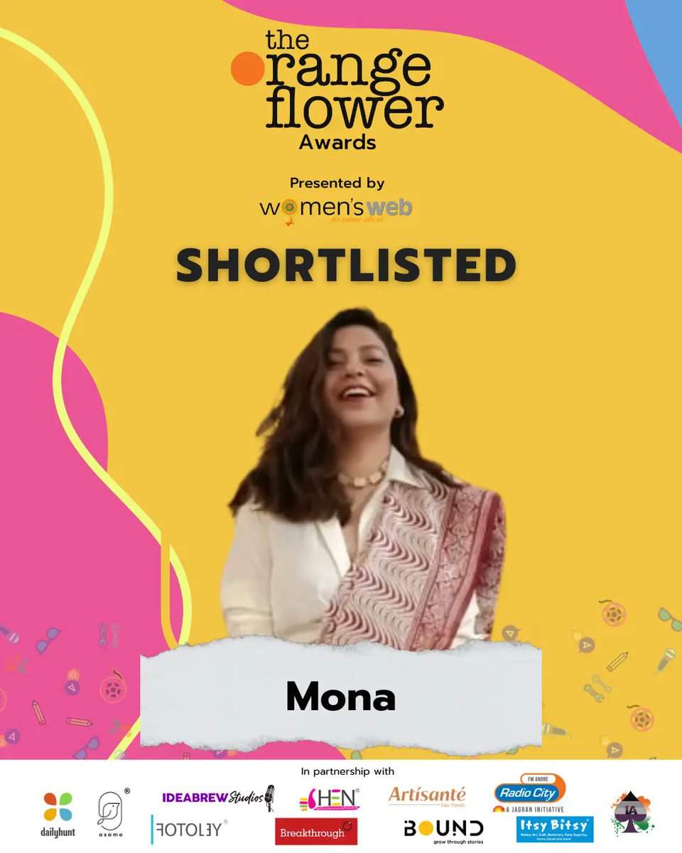 Thank you so much for this Shortlist in the Writing on Women at Work Category! @womensweb 

This is super exciting ✨
#OrangeFlowerAwards 

@FeminismInIndia Fingers crossed 🤞