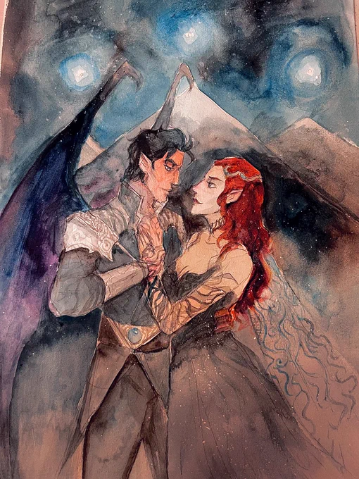 Returning from my art hiatus to draw *checks notes* the badass fantasy romance series my girlfriend got me into #acourtofthornsandroses 