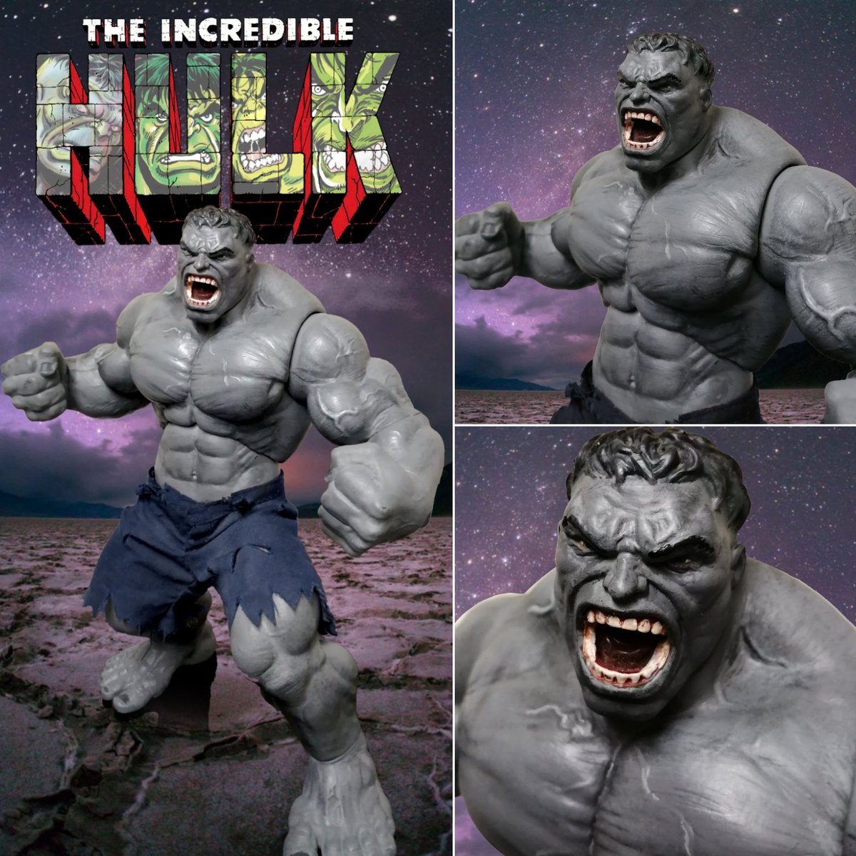 Custom Grey Hulk figure. Made from a 2002 Hulk movie 12' Rotocast figure. Perfect for ol' Greyskin! #Hulk #CustomFigure