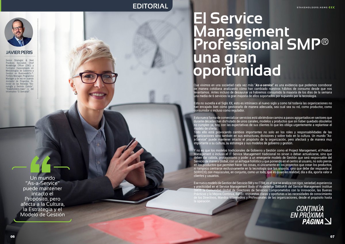 StakeholdersMgz's tweet photo. Muy buenas tardes #Stakeholders 😉 ¿Habéis leído el editorial "El Service Management Professional SMP®" una gran oportunidad de Javier Peris @JavierPeris en vuestra Revista https://t.co/8v0pCVrbg4 #ST014 de febrero? 🔝 Podéis disfrutar del artículo aquí: https://t.co/yTGUUYKThl https://t.co/o6kZwKAQjC