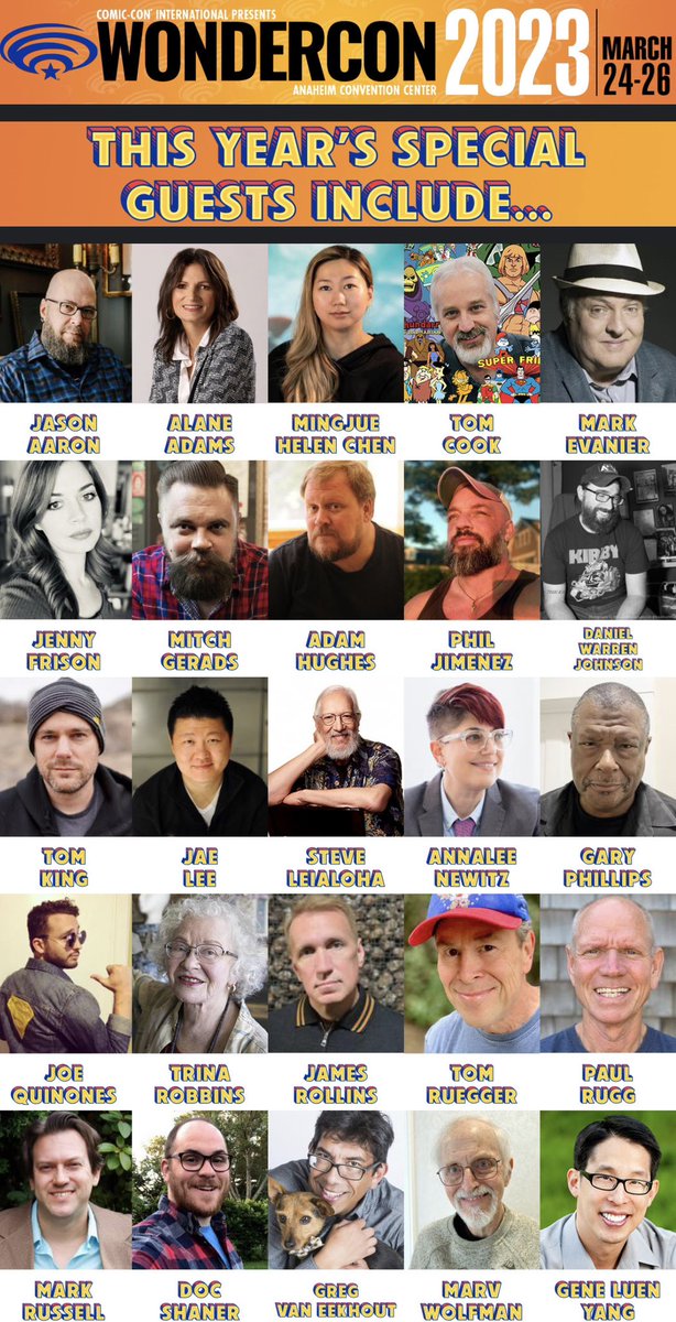 MyComicUnivers3's tweet photo. Guests for Wondercon 2023 have been announced! Who are you excited to meet? #comiccon #comicbooks #wondercon2023 https://t.co/PAguUpIY60
