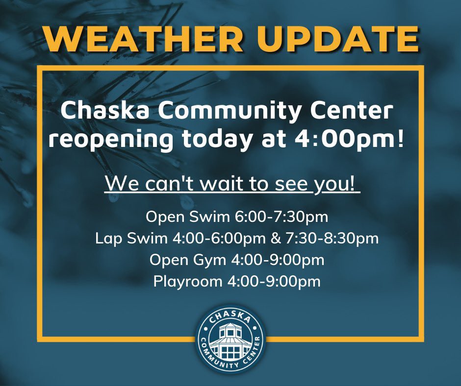 City of Chaska on Twitter "The Chaska Community Center is opening
