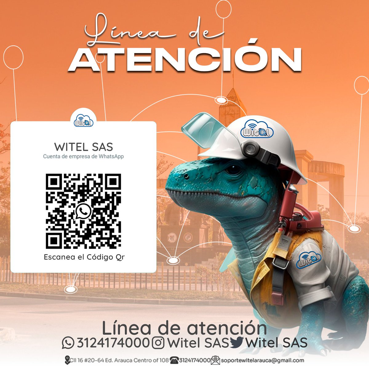 witelsas's tweet photo. Te recordamos nuestros canales de atención al usuario

Somos WITEL SAS, llámanos al 3124174000 o escríbenos a nuestra línea de WhatsApp https://t.co/biniEoZQ7K, también puedes visítarnos en el Edificio Arauca Centro, ubicado en la Calle 16 #20 - 64 Oficina 108
#Witel #FibraOptica https://t.co/eckht6B30h