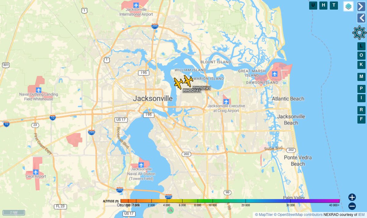 TheIntelFrog's tweet photo. Downtown Jacksonville, FL is about to get a low pass of 2 C-130s as RHODY41 flight of 2.  

#AE143D
#AE143E https://t.co/thqY2BEHnv